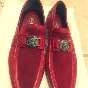 red velvet versace loafers